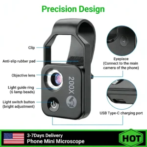 200X Portable Digital Microscope with LED Light