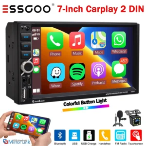 Wireless Bluetooth 7 Inch HD Touch Screen Car Radio, Video Player with Rear Camera