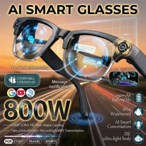 Smart Glasses With Camera Video Recording AI Photo Recognition Bluetooth Call Translation Voice Sunglasses