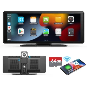 Portable Wireless Carplay Car Stereo, 10.26" inch HD Touchscreen with Backup Camera