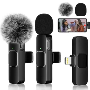 2Pcs Wireless Microphones - Mini Clip-on for iPhone/Android/iPad