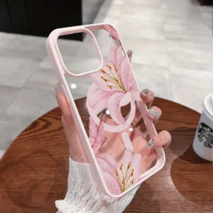Pink Lily Magnetic Phone Case For iPhone 17 16 15 14 13 12 11Pro Max Plus